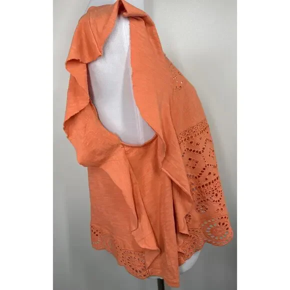 Anthropologie NWT, Flutter Sleeve, Sustainable Lace Eyelet Top, Size Medium - Picture 5 of 8